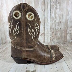 Justin Bent Rail BRL628 Womens Brown Leather Square Toe Cowboy Boots Size 10 B